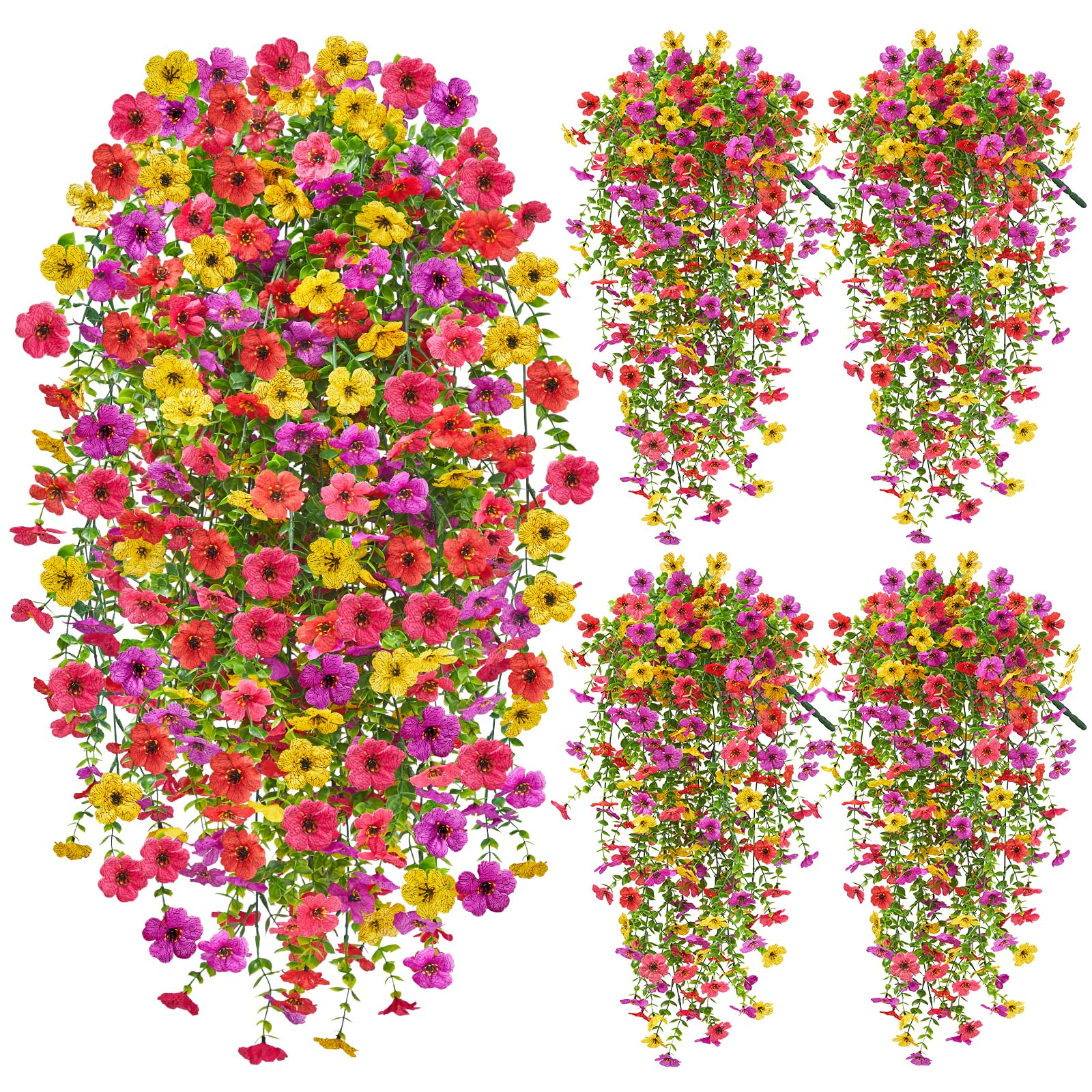 Faylifeway artificial hanging flowers for outdoors provide year-round porch color.