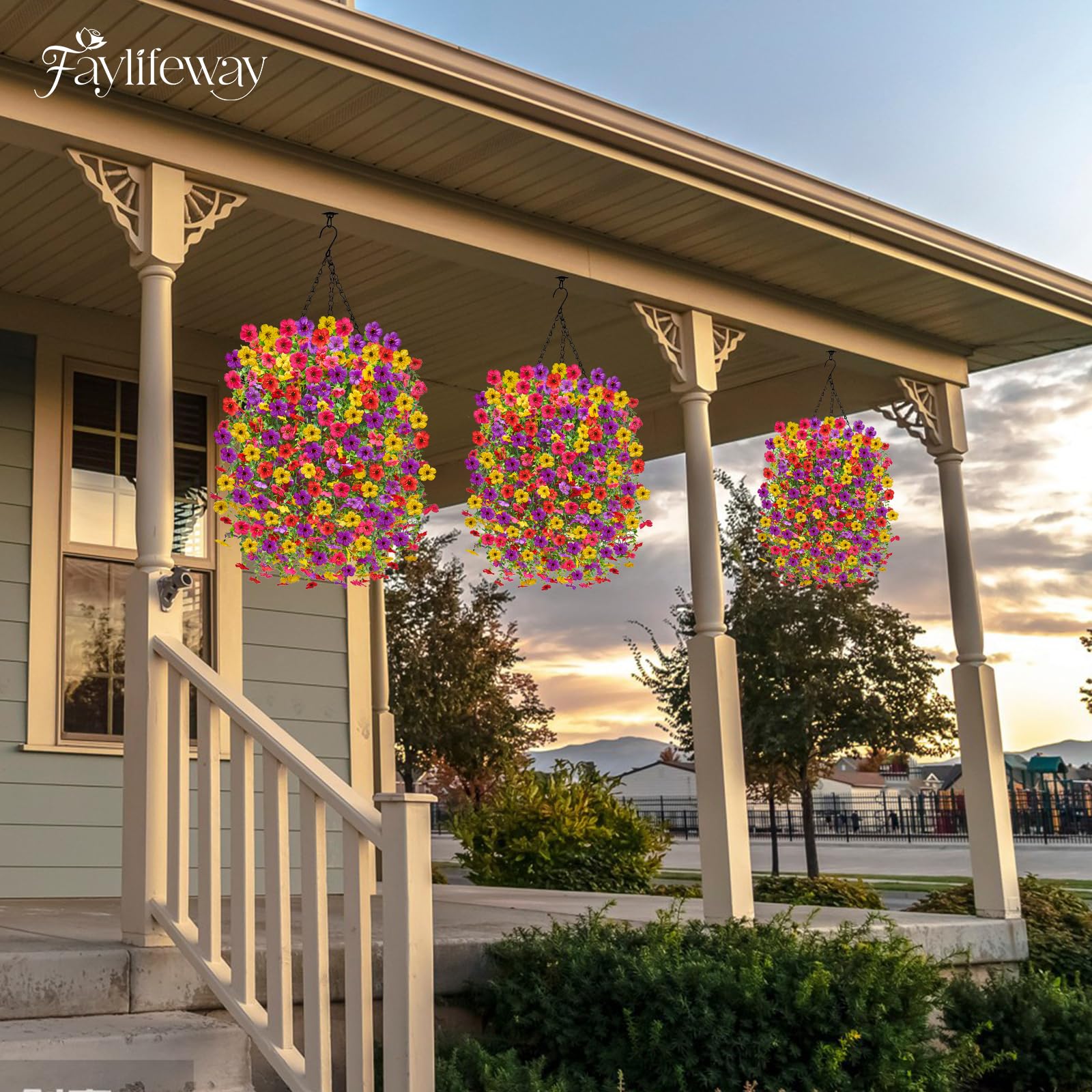 Faylifeway realistic cascading design with seven branches and 101 flower heads