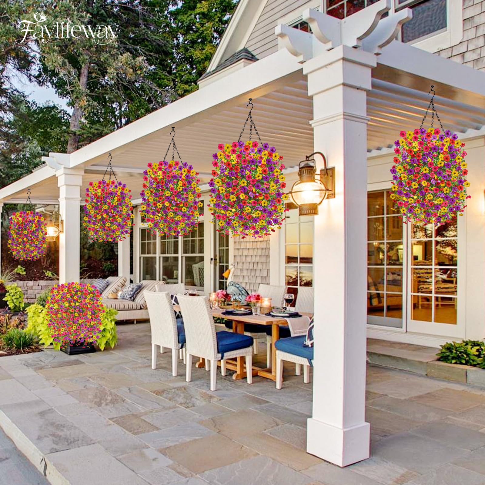 Faylifeway sets of four suit standard hanging baskets or planters.