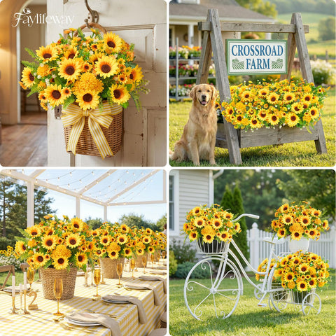 Faylifeway size guide for sunflowers and daisies in planters