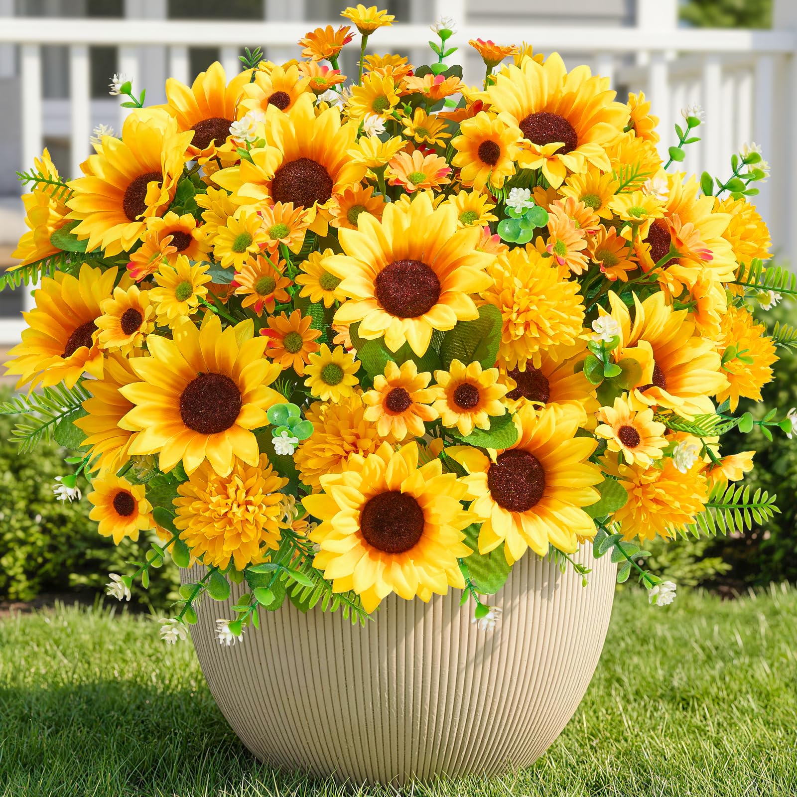 Faylifeway outdoor sunflowers 12in stem close-up for year-round color in your garden