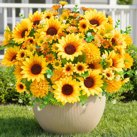 Faylifeway outdoor sunflowers 12in stem close-up for year-round color in your garden