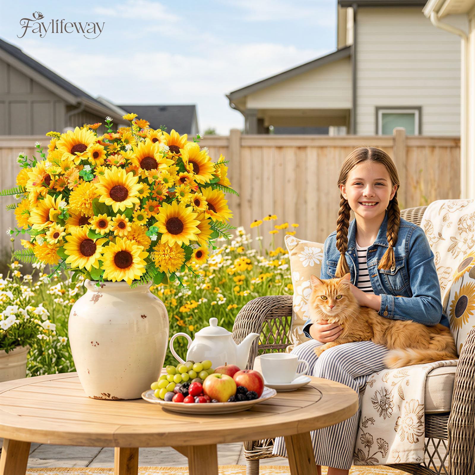 Faylifeway weatherproof flower detail showing durable petals for outdoor longevity
