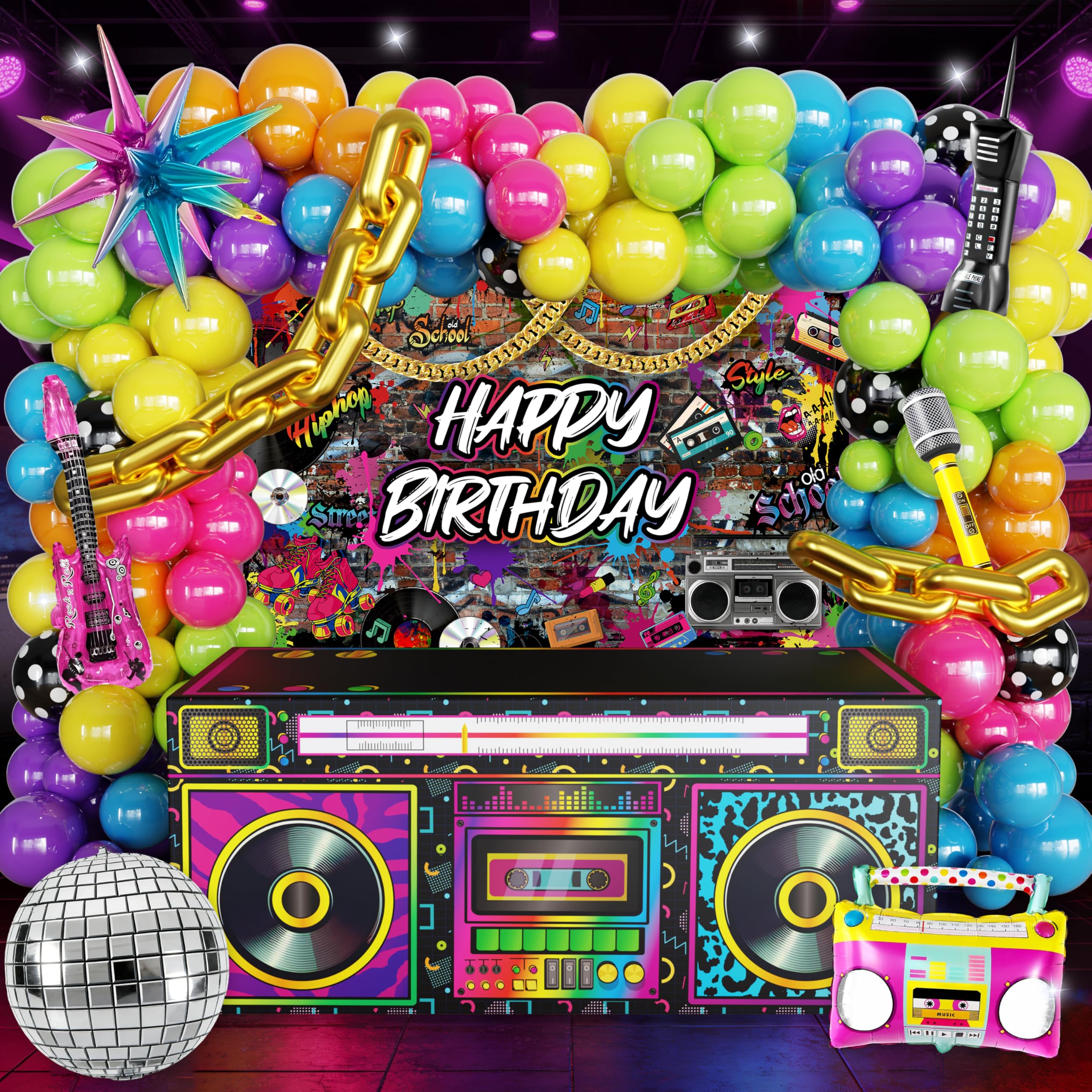 Fayoo disco ball foil balloon adds retro sparkle for a 90s party.
