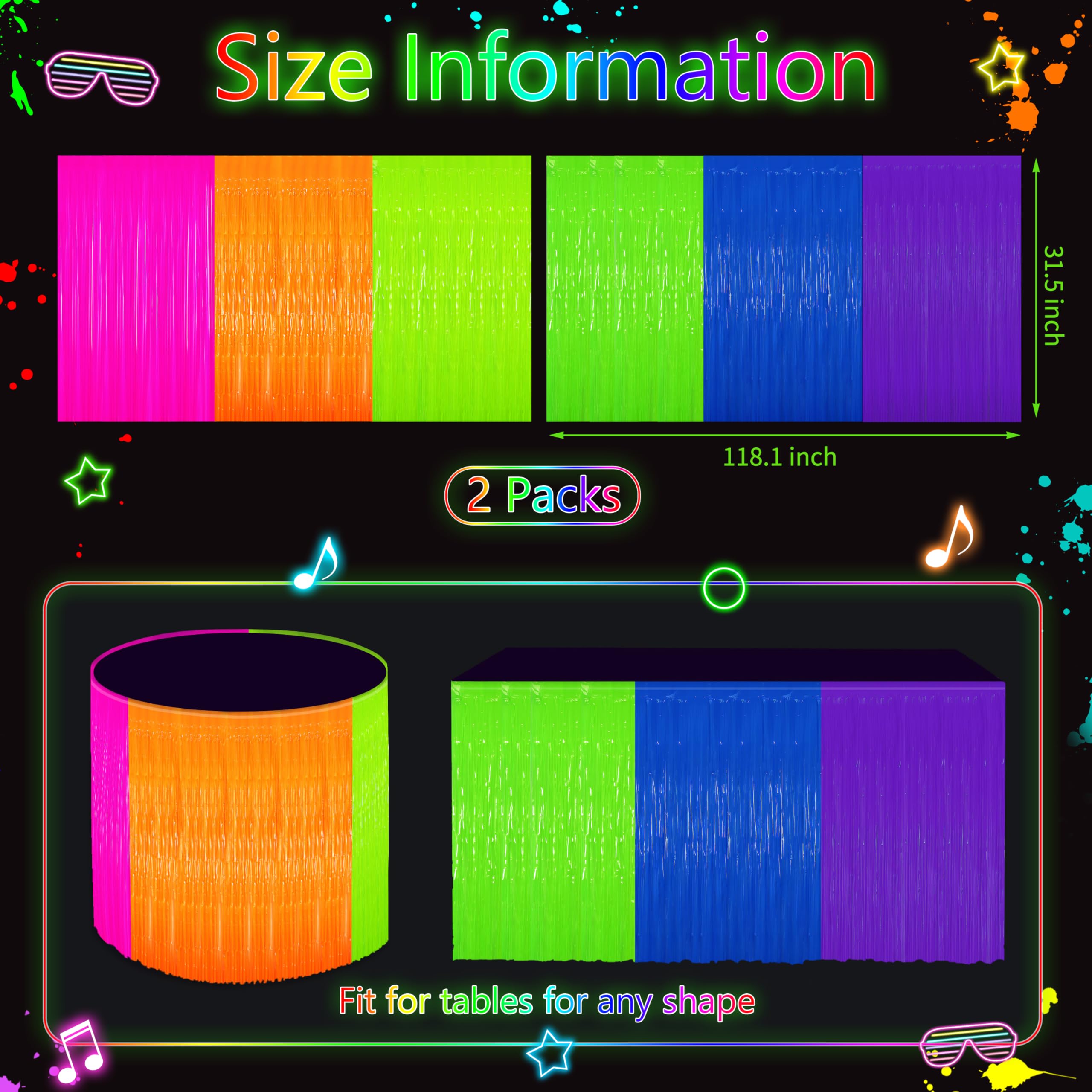 Fayoo fluorescent tinsel curtain adds UV neon shimmer