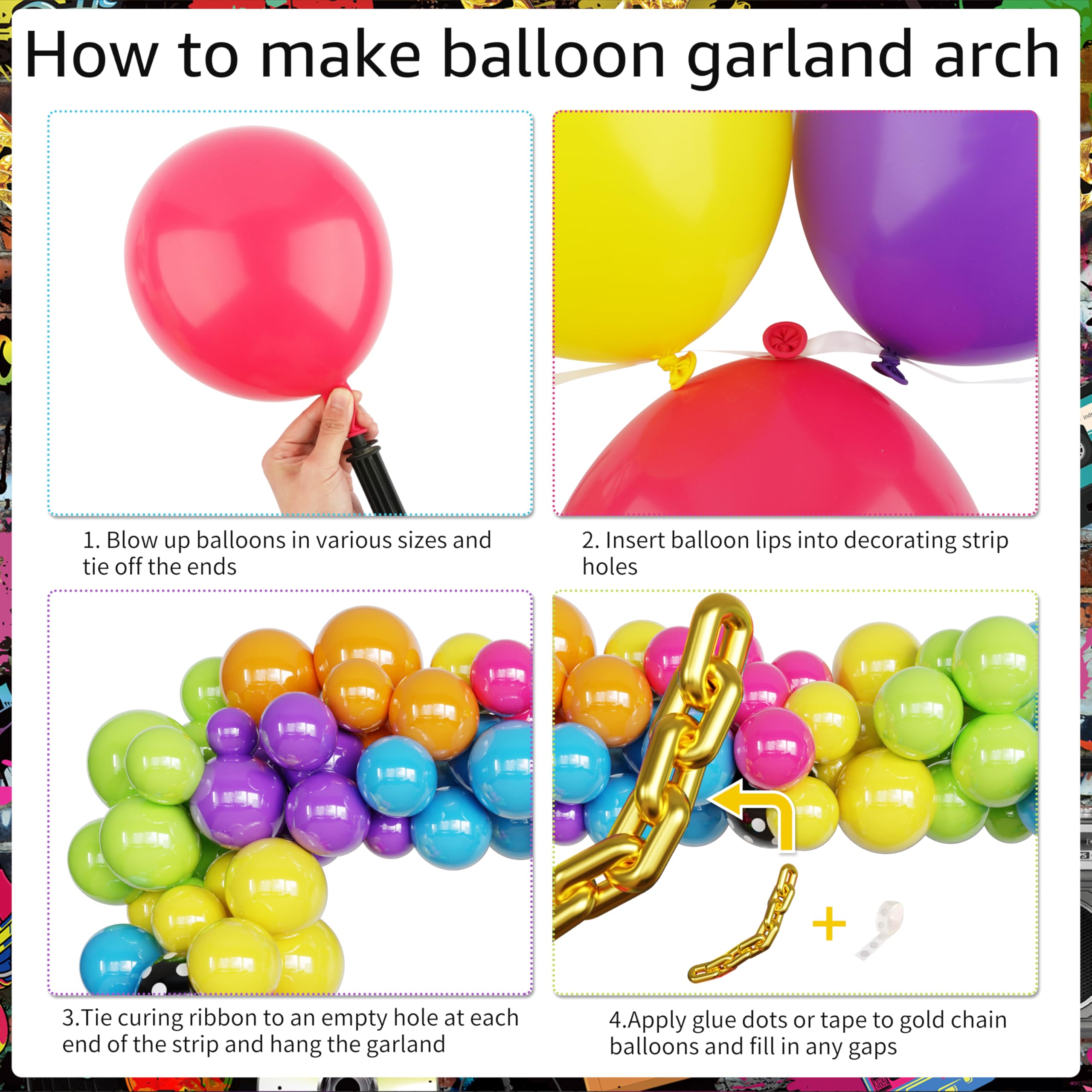 Fayoo golden chain foil balloons add shimmering retro flair.