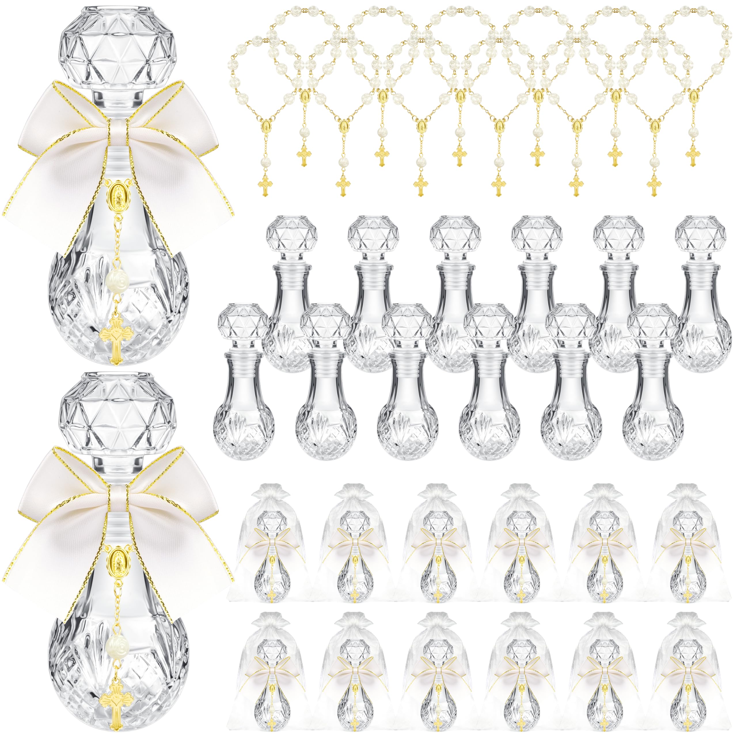 Fayoo holy water bottle 50ml with cross rosary set for baptism guests