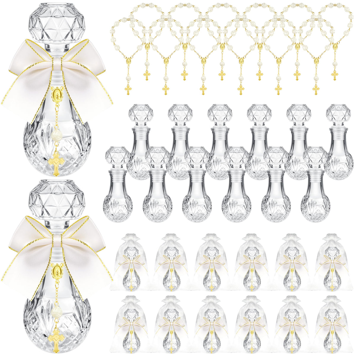 Fayoo holy water bottle 50ml with cross rosary set for baptism guests