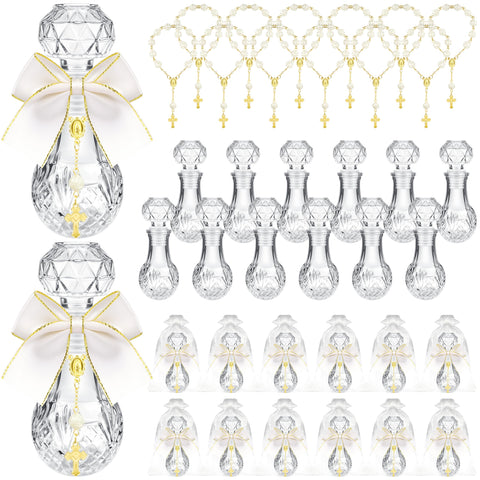 Fayoo holy water bottle 50ml with cross rosary set for baptism guests