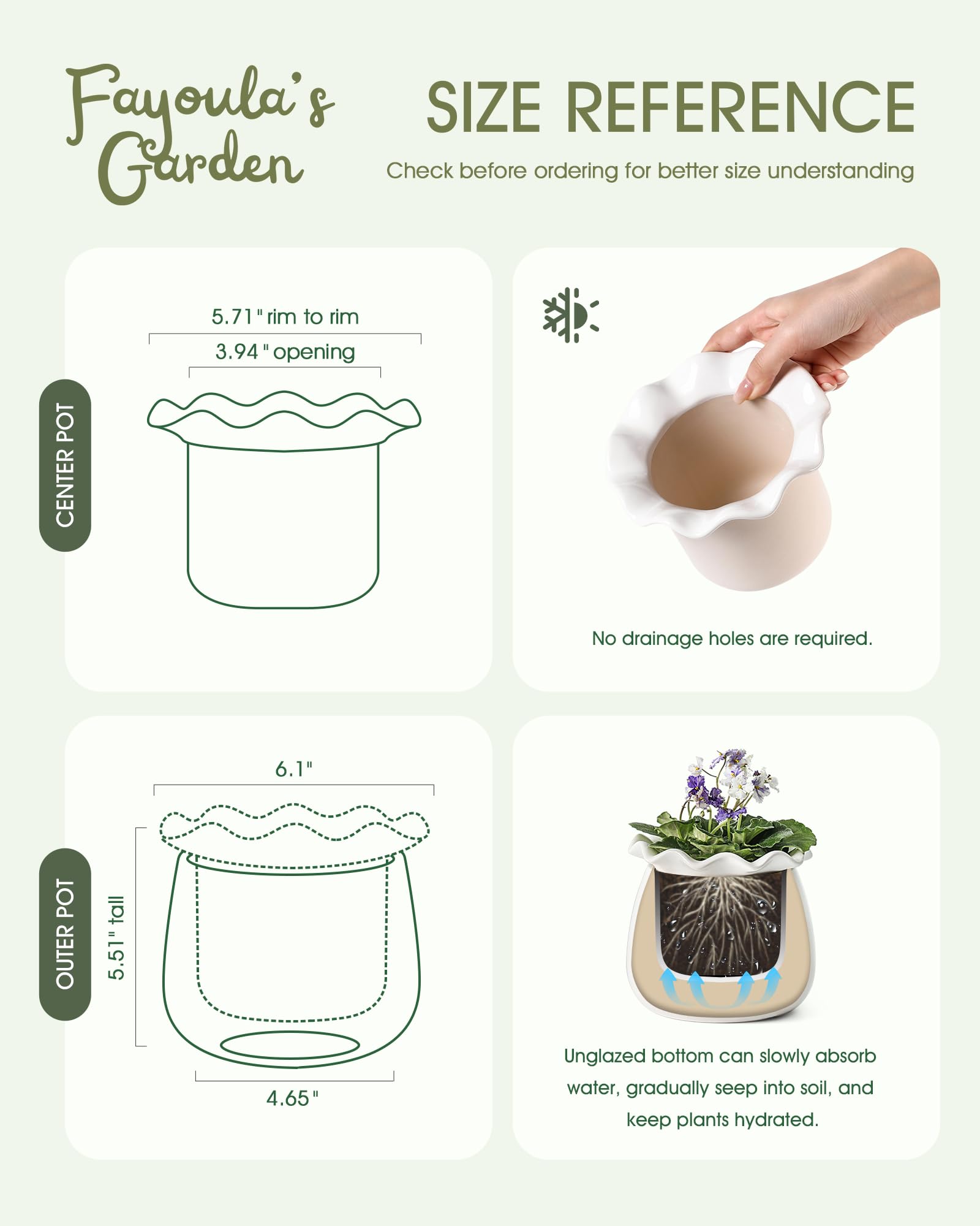 Fayoula self-watering technology prevents overwatering while maintaining balanced moisture