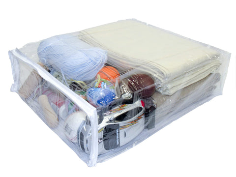 FBA clear vinyl bag for blankets, 15x18x5, keeps items visible and organized.