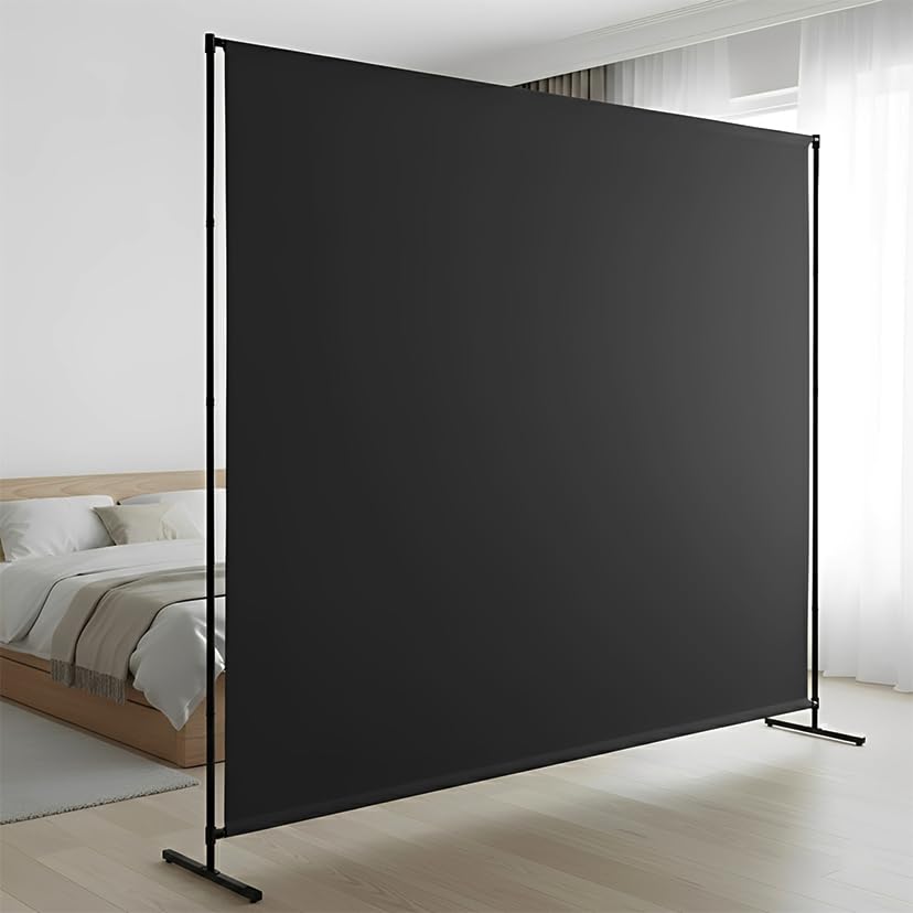 FCCRETA room divider with opaque fabric panel for privacy and light control