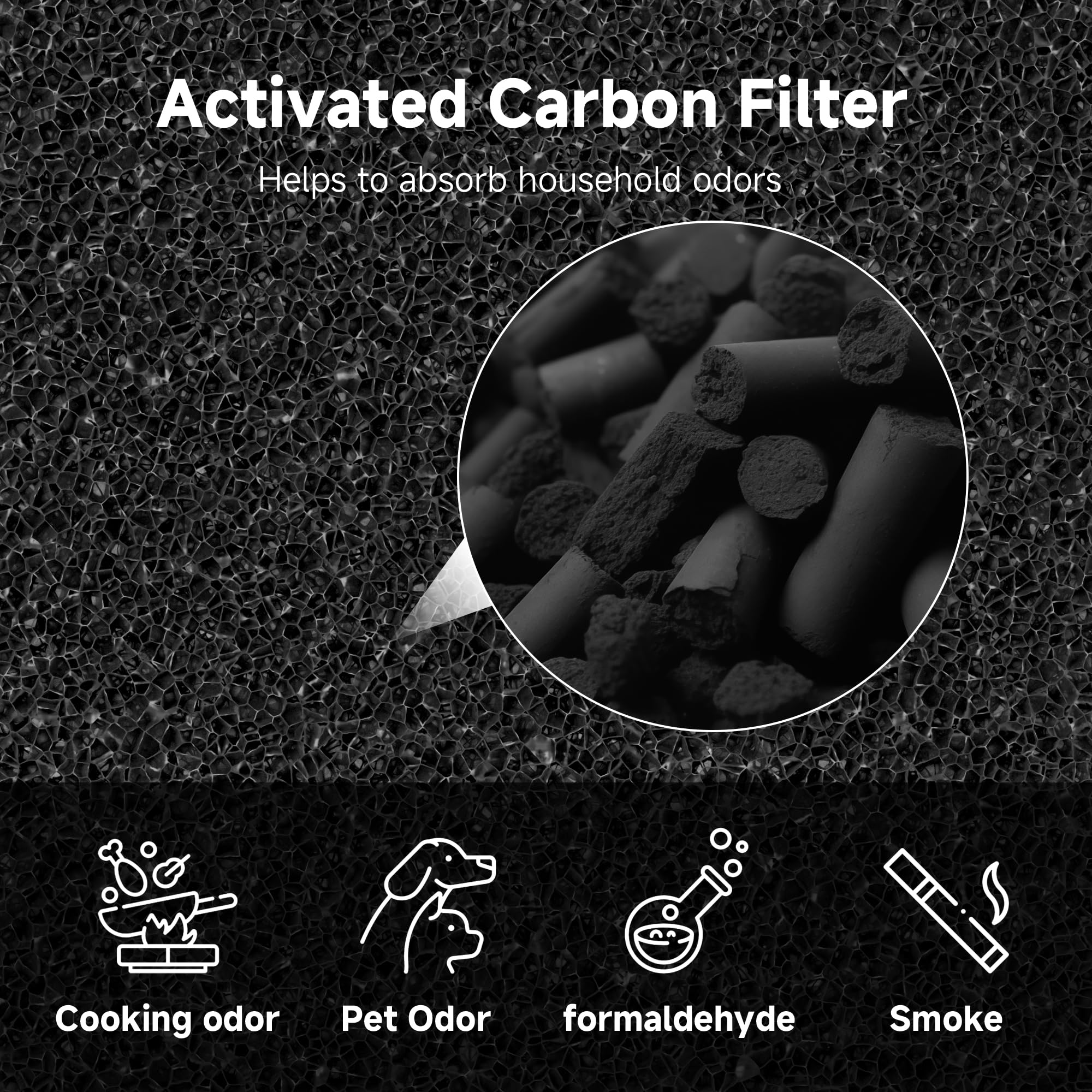 FCFMY AC400 activated carbon layer reducing household odors