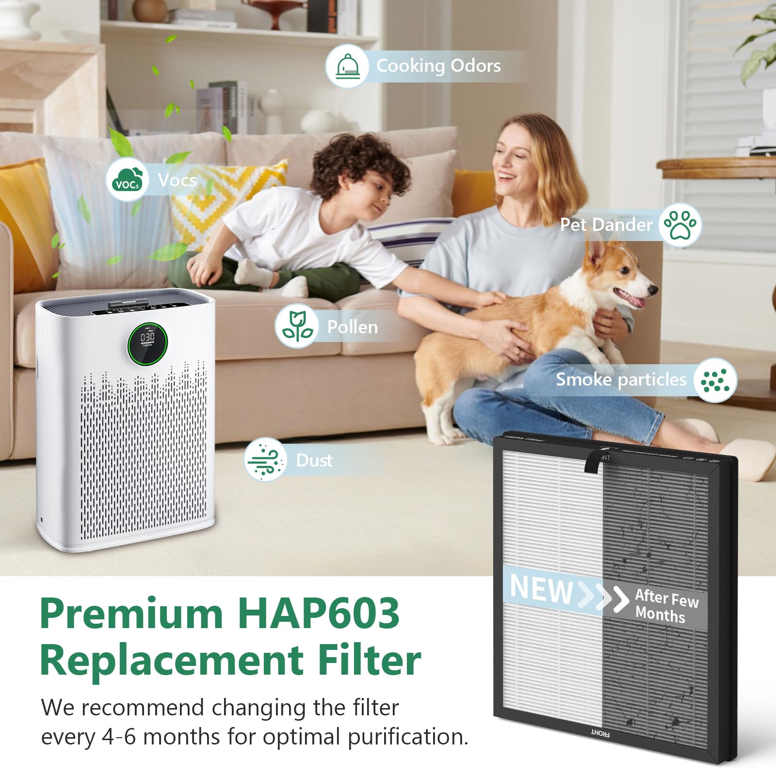 FCFMY HAP603 main filter layer close-up reveals dense filtration media