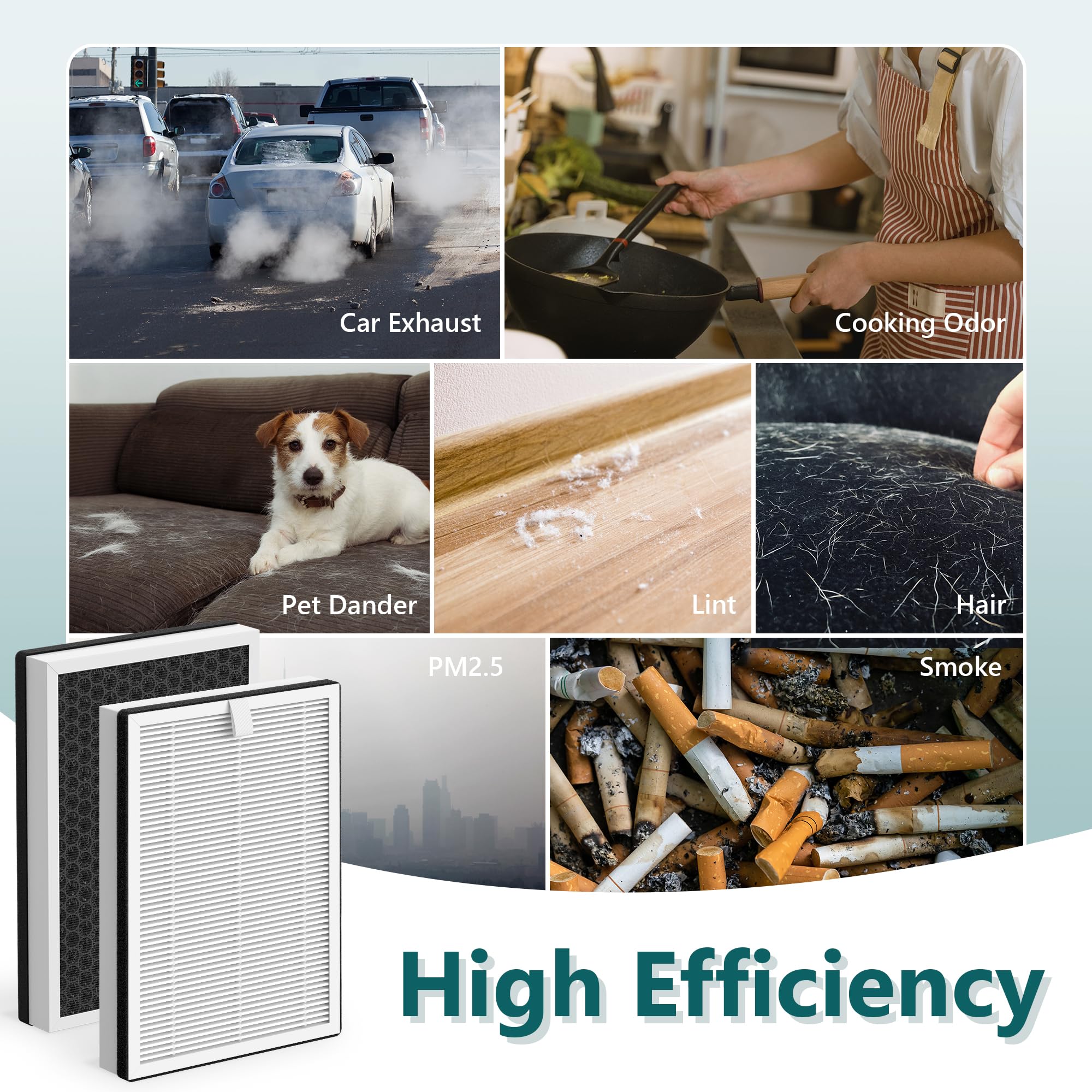 FCFMY true HEPA H13 captures 0.3 micron particles for cleaner air