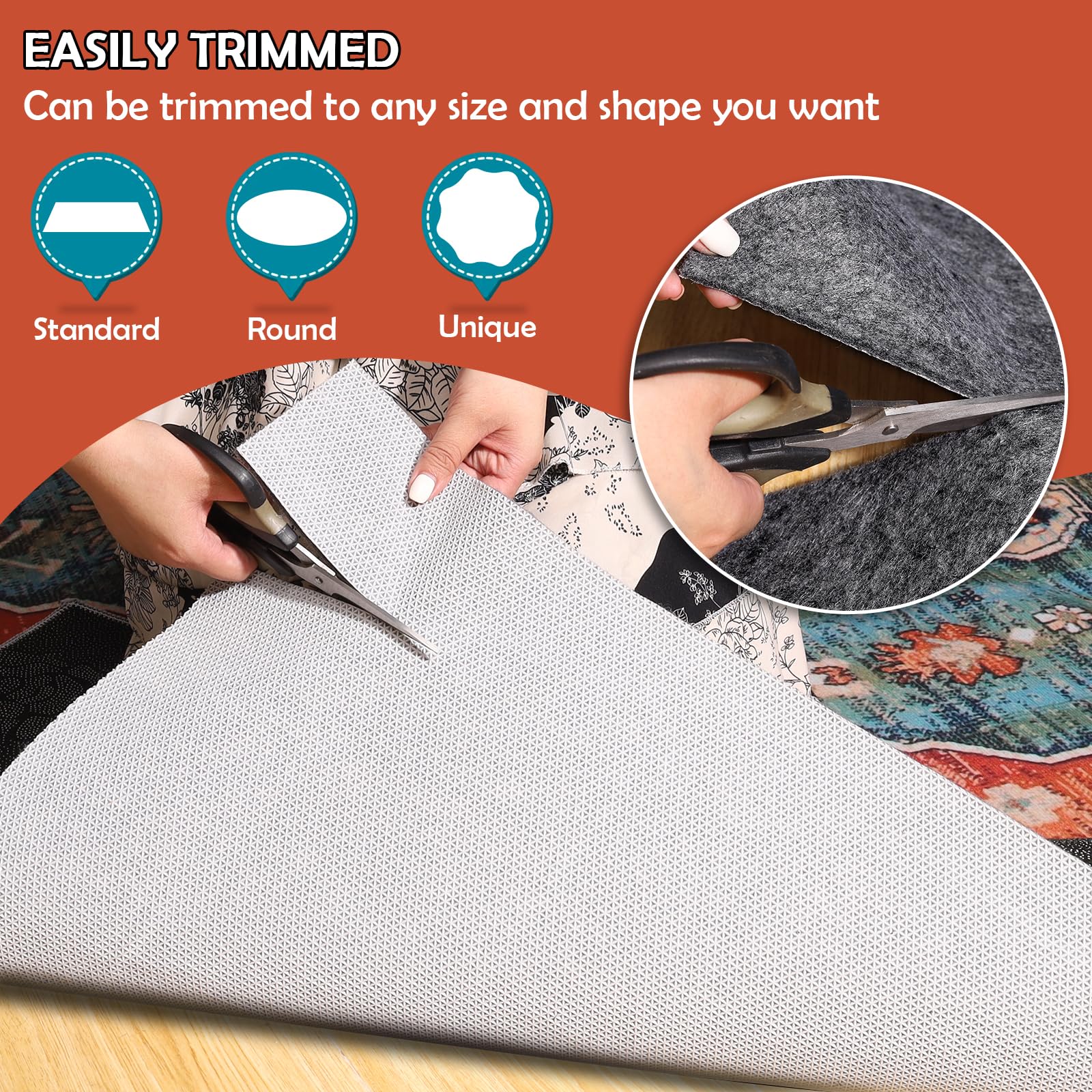 Fchuswty felt-backed rug pad closeup shows durable backing