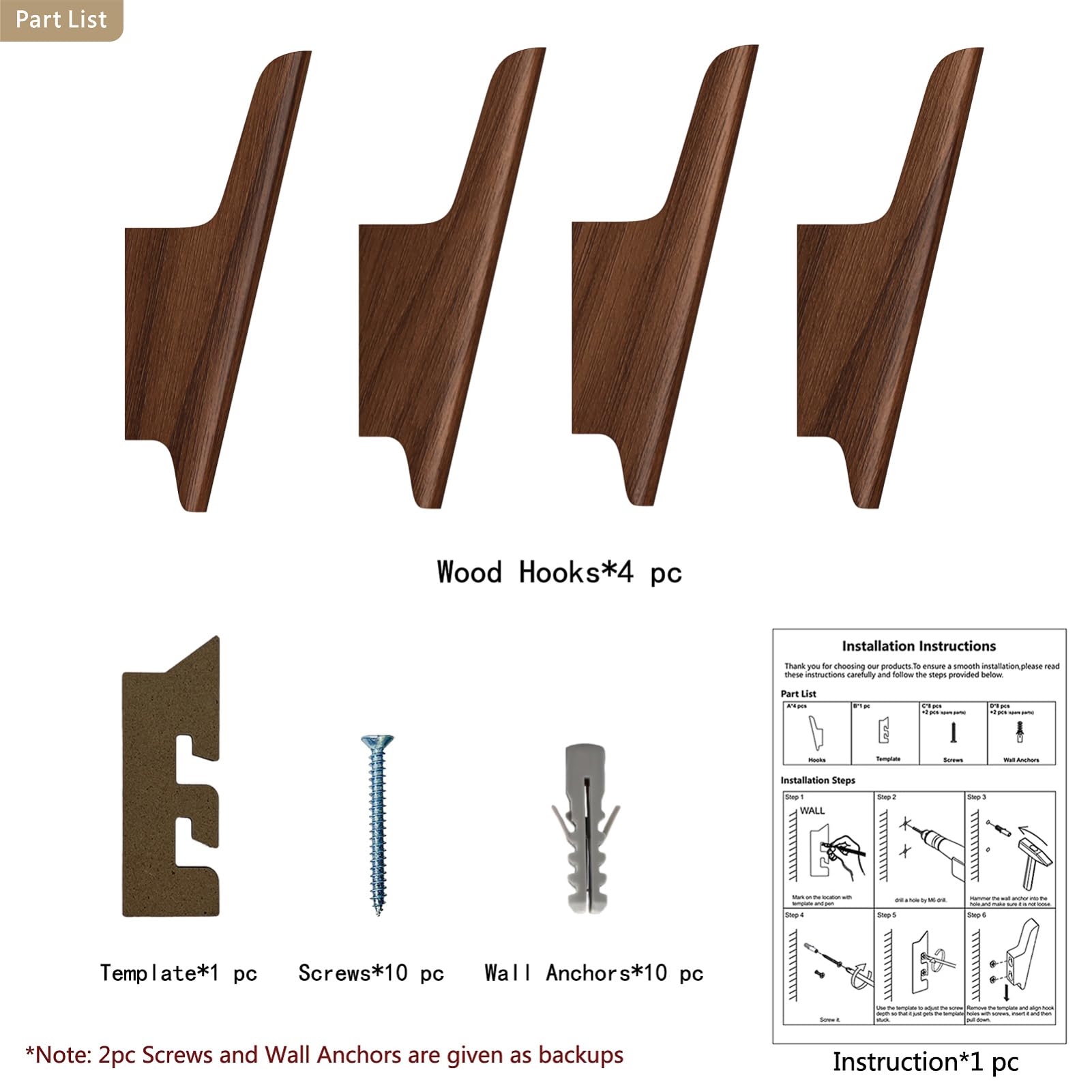 FCOWK decorative wooden hooks wall accent with practical use.