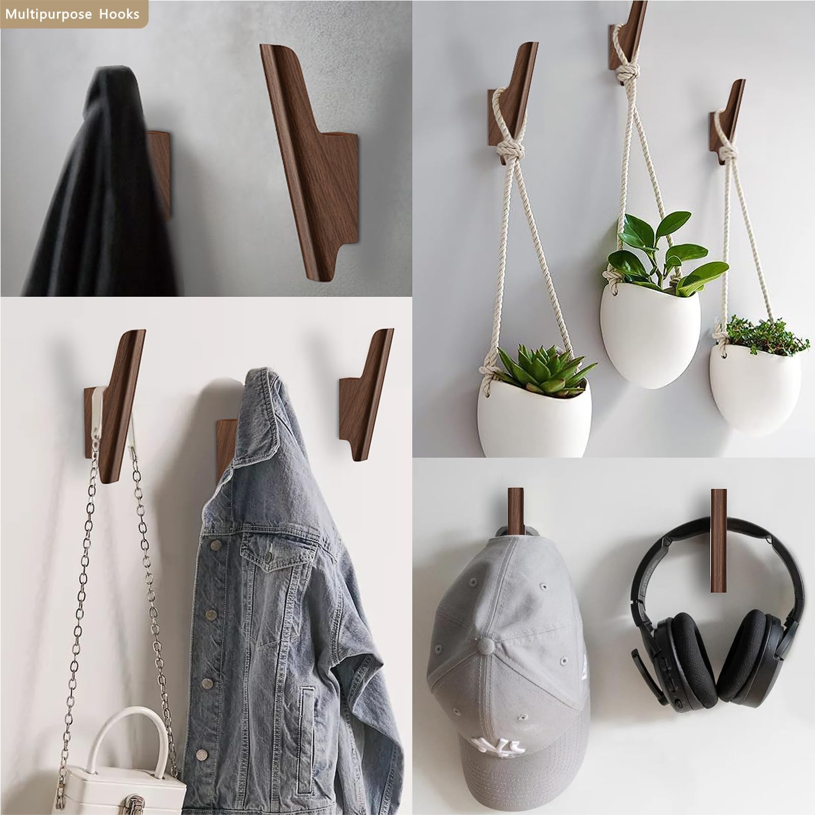 FCOWK walnut wall hooks combine aesthetics with towels and robes.