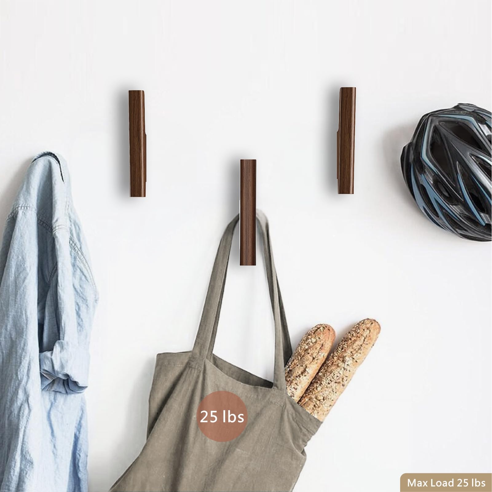 FCOWK wood towel hooks ideal for bathrooms and kitchens.