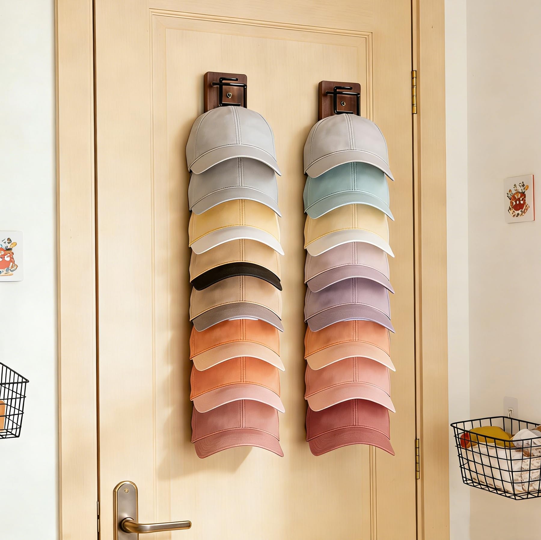 FDIDC two-pack hat organizer neatly stores a cap collection.