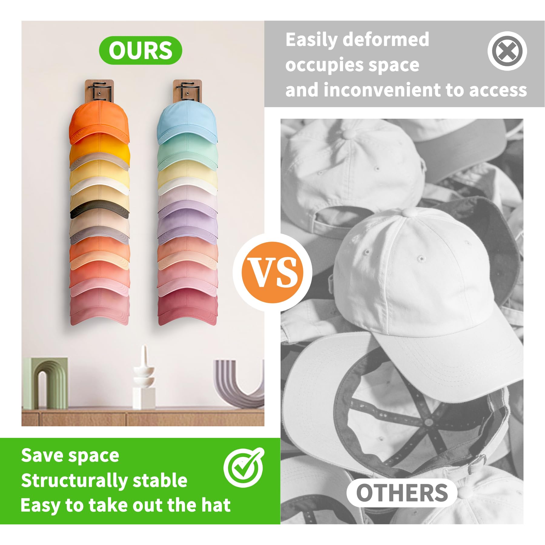 FDIDC wall or door mounted hat rack in a closet or bedroom.