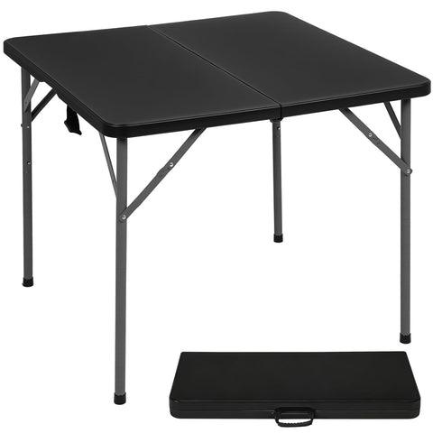 FDW 34-inch folding card table closed with carry handle for easy transport.