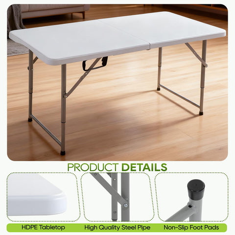 FDW 4FT folding table carrying handle emphasizes portability for any venue