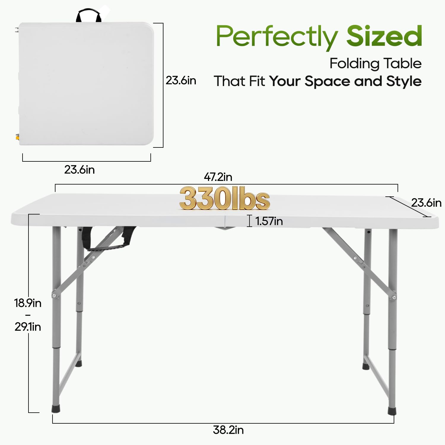 FDW 4FT folding table open action highlights quick setup for events