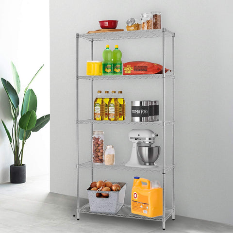FDW five-tier adjustable shelves enable flexible organization for tools and supplies