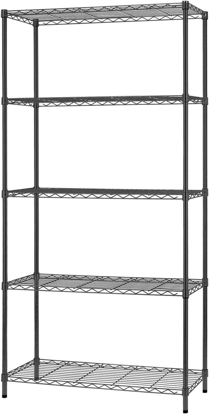 FDW 5-tier wire shelving unit with 36x14x72 in dimensions for garage storage.