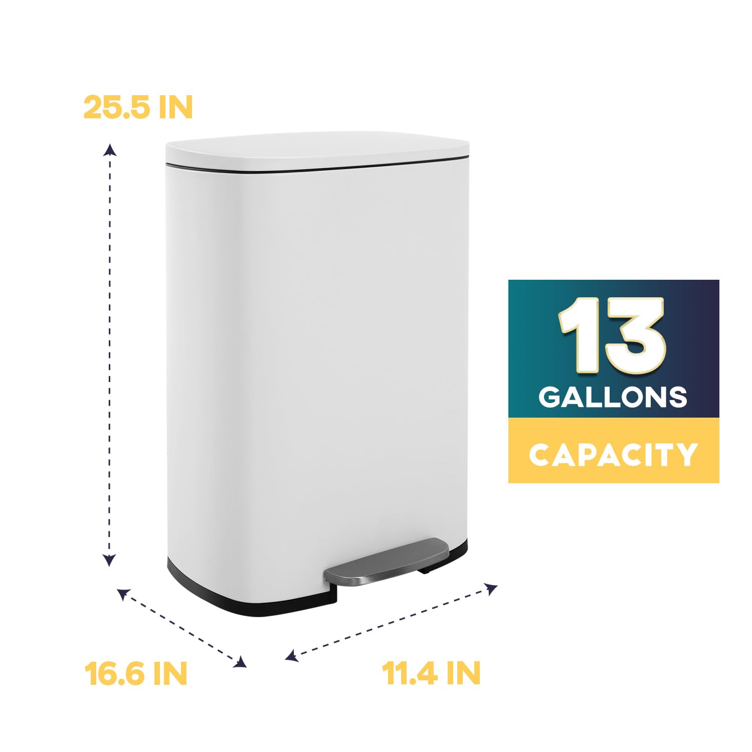 FDW versatile 13-gallon bin suitable for kitchen, office, or bathroom.