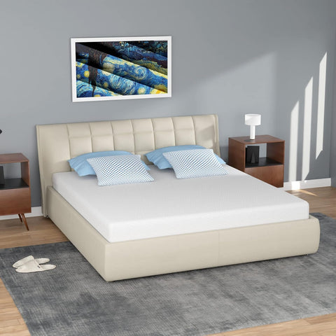 FDW 5-inch queen mattress in box ready to unbox and set up for restful sleep.