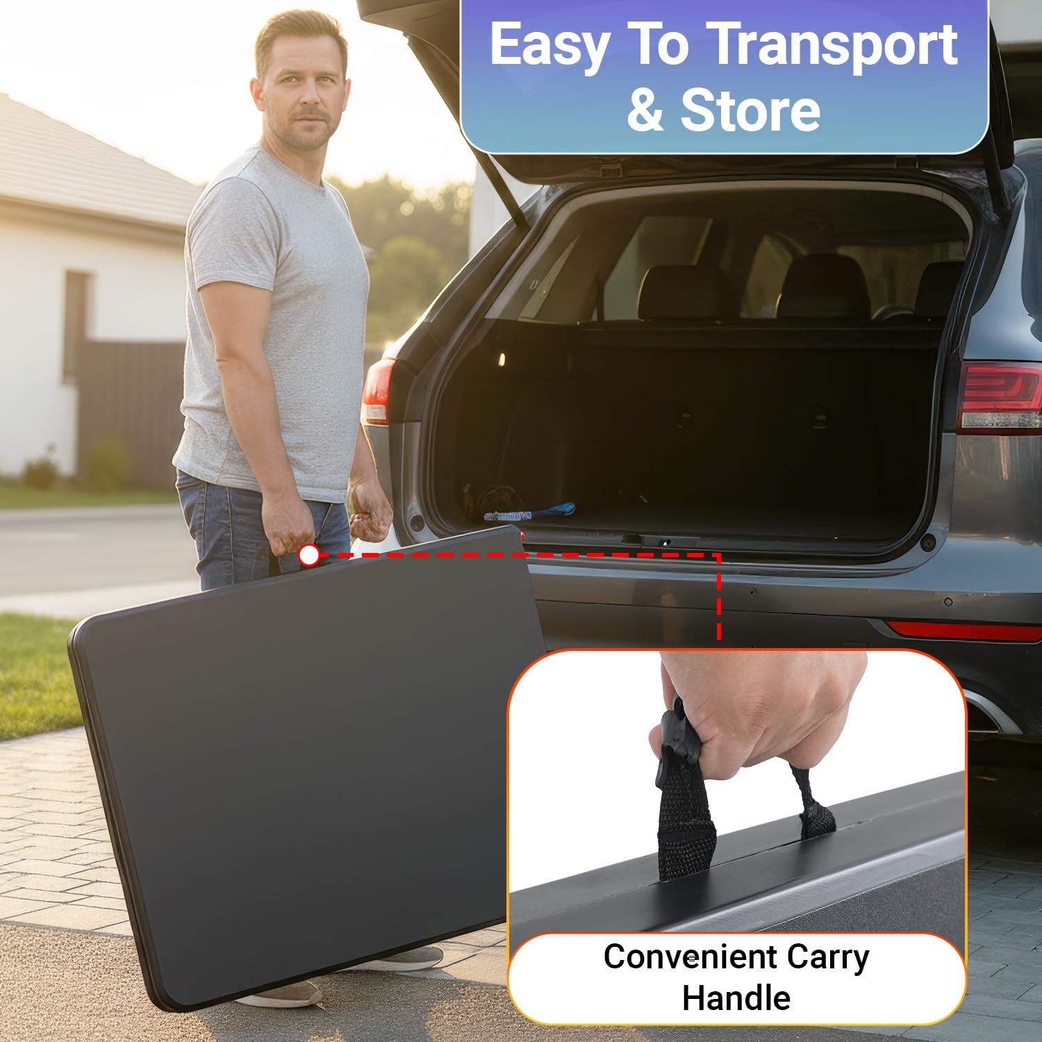 FDW 6ft folding table side lock keeps it secure during transport.