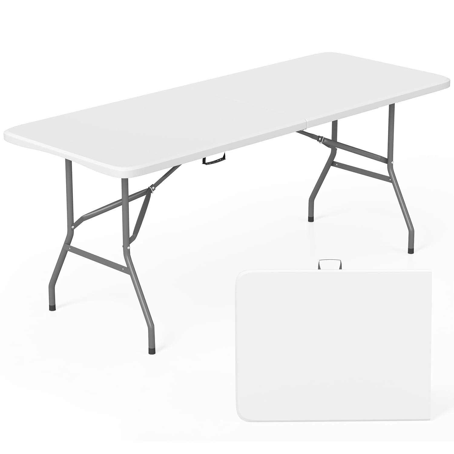 FDW 6ft folding table top view displaying waterproof surface for spills
