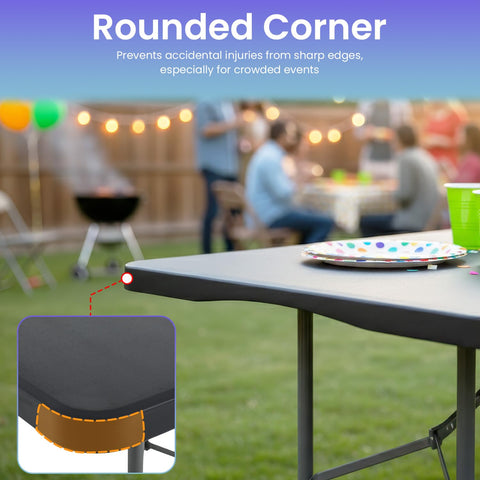 FDW 6ft folding table waterproof top resists spills.