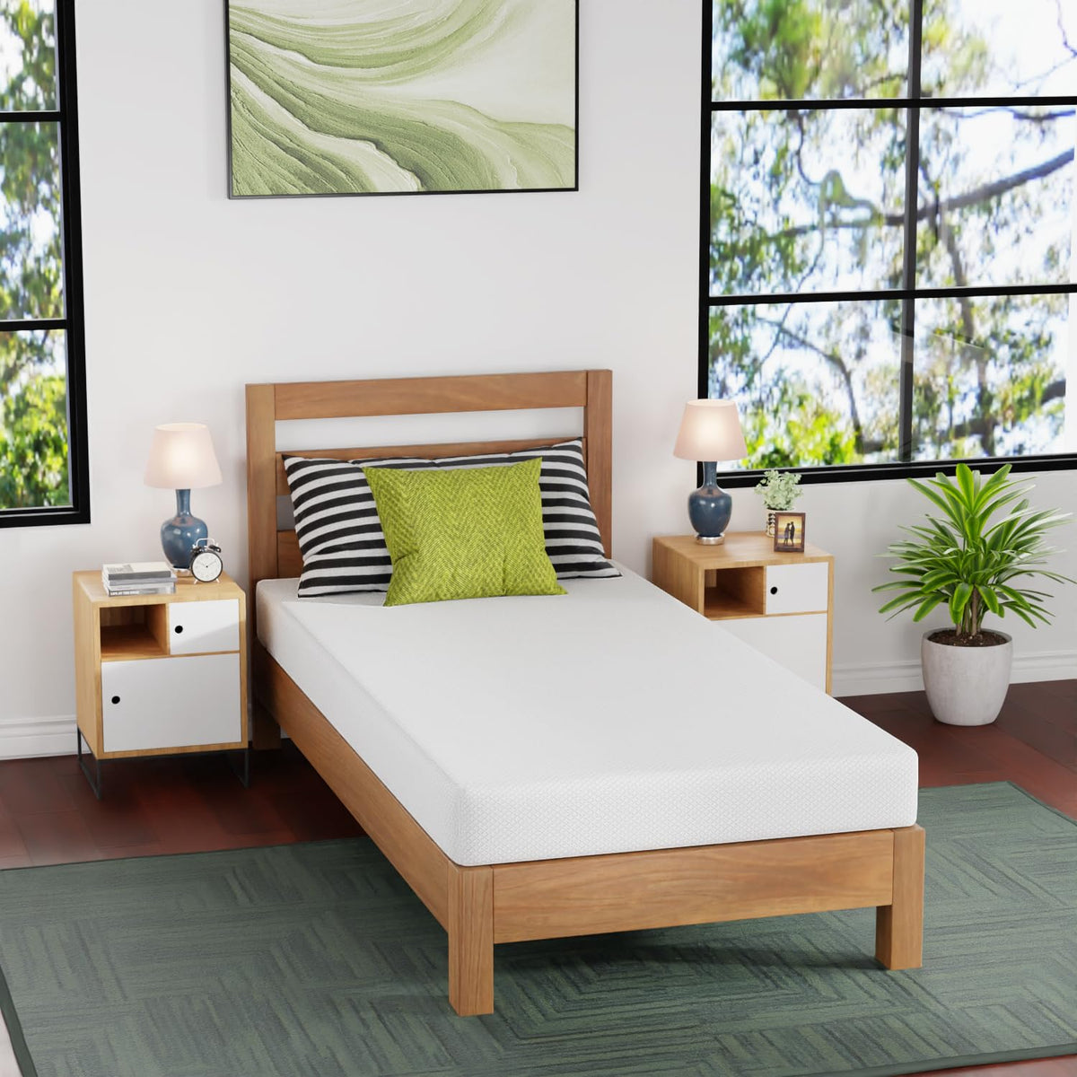 FDW 6-inch Twin XL mattress with gel memory foam for cooling and support.