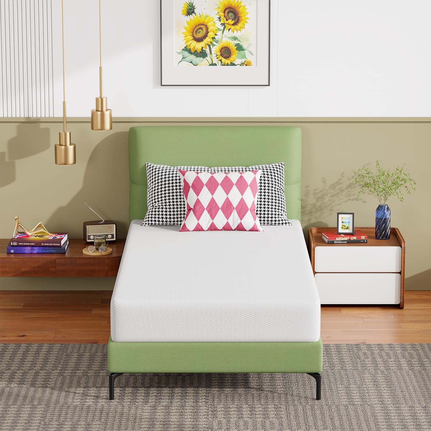 FDW 8-Inch Twin Mattress with base foam showing body-conforming support.