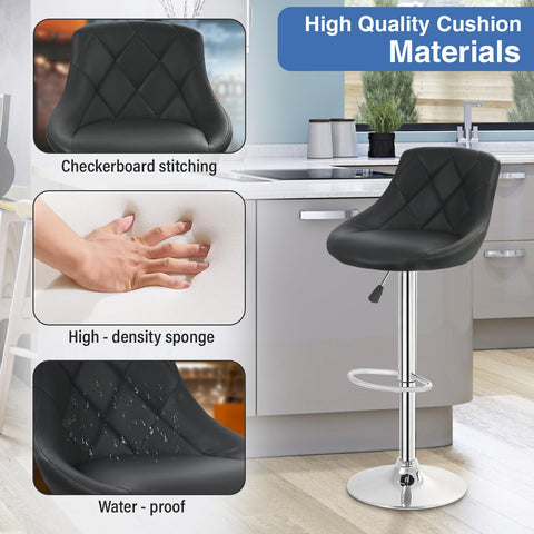 FDW bar stools chrome-base with rubber-ring protects floors and reduces noise.