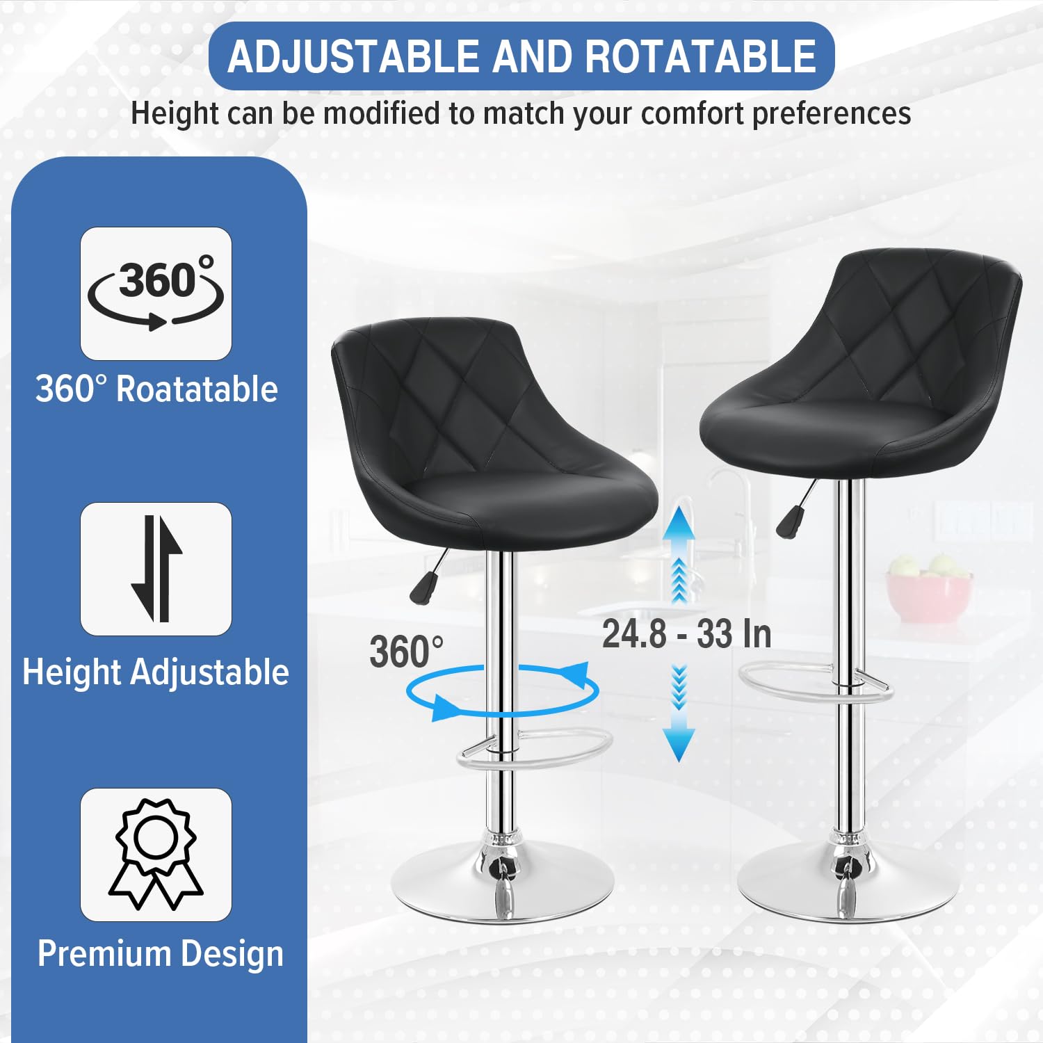 FDW bar stools ergonomic-backrest promotes better posture during meals.