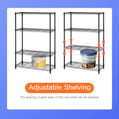 FDW black powder-coated shelving ideal for kitchen organization.