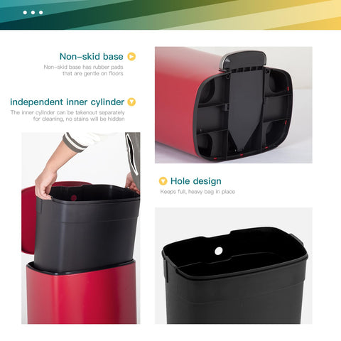 FDW durable step pedal provides hands-free operation for hygienic waste disposal.