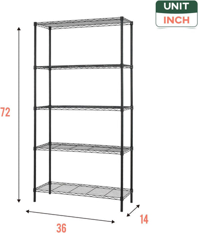FDW five-tier unit with levelers for stable setup on uneven floors.