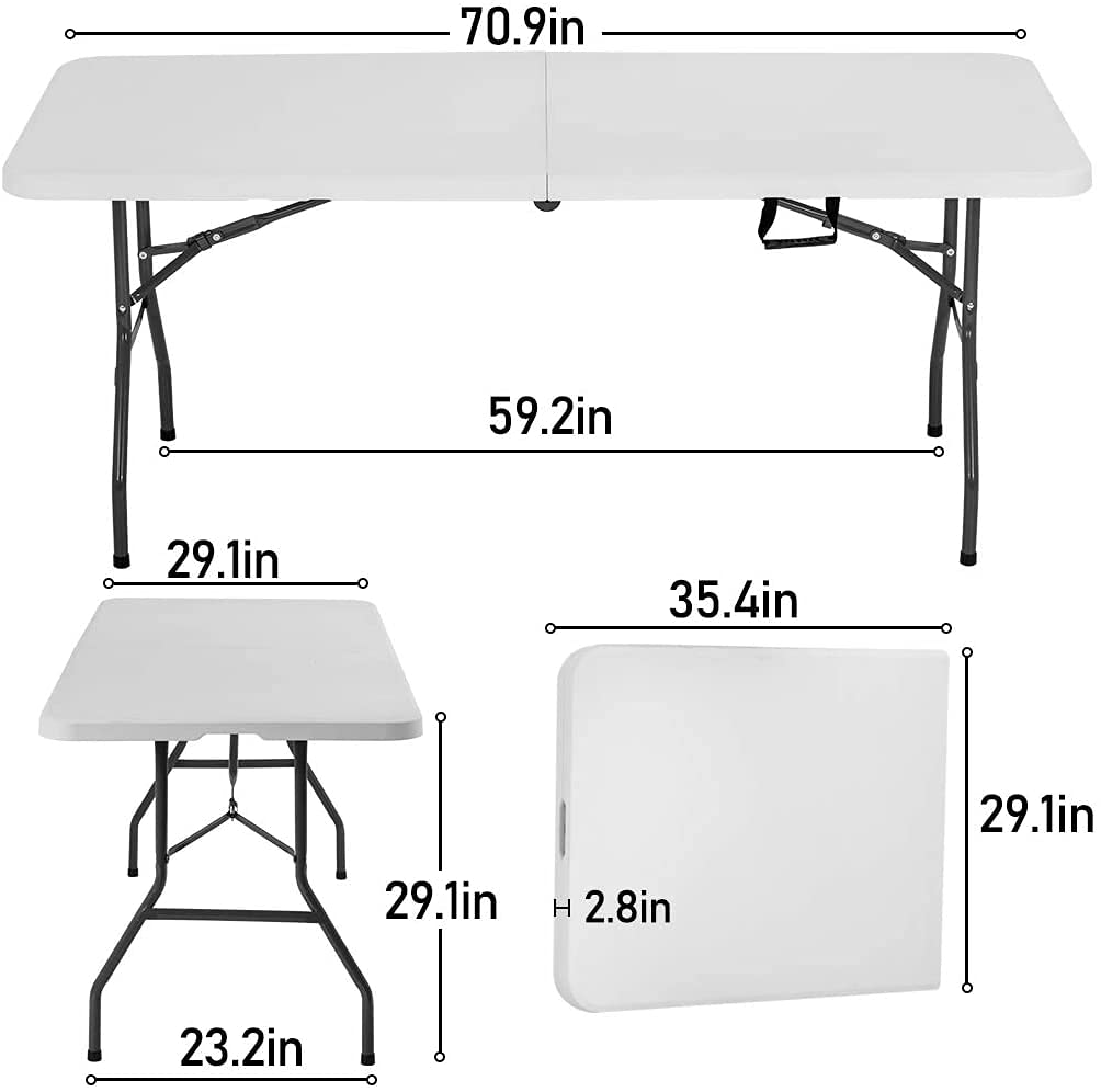 FDW folding table no-assembly design for quick setup.