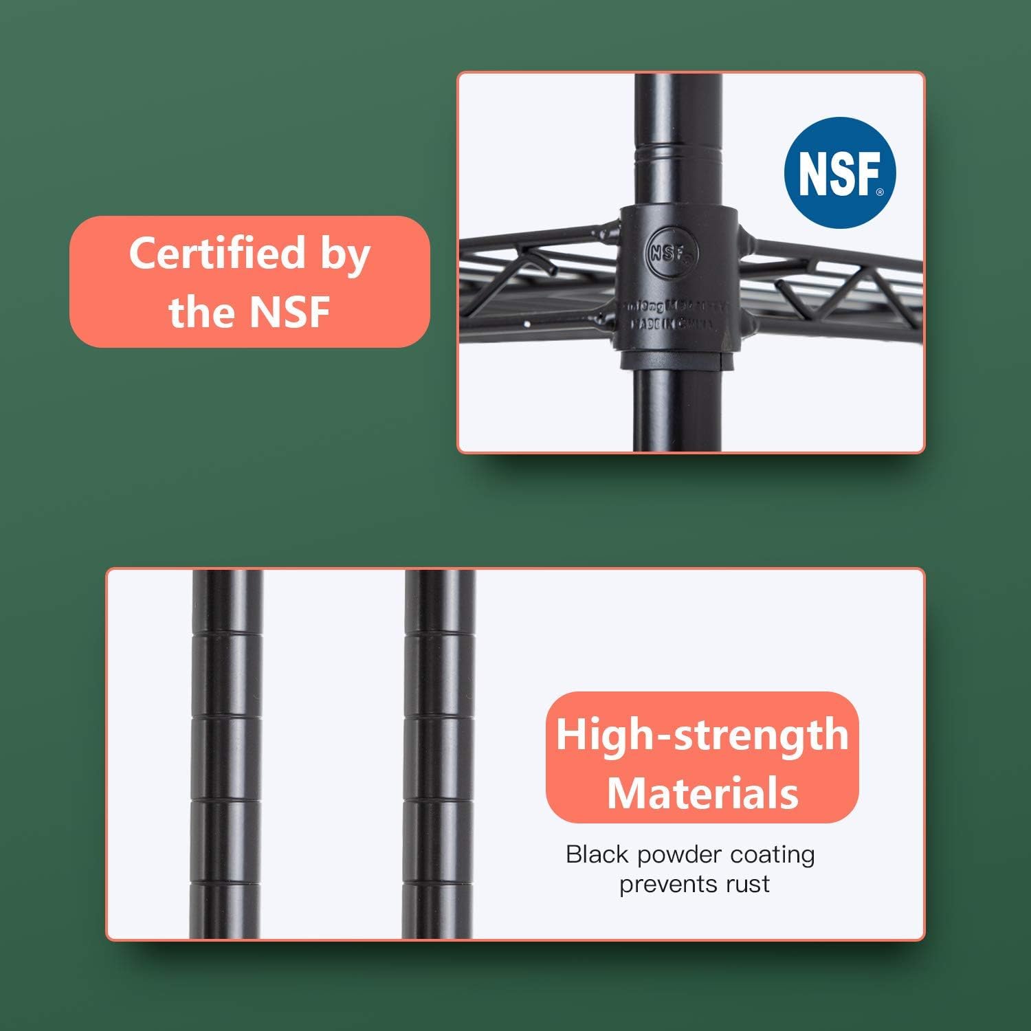 FDW NSF-compliant design suitable for kitchen and pantry storage.