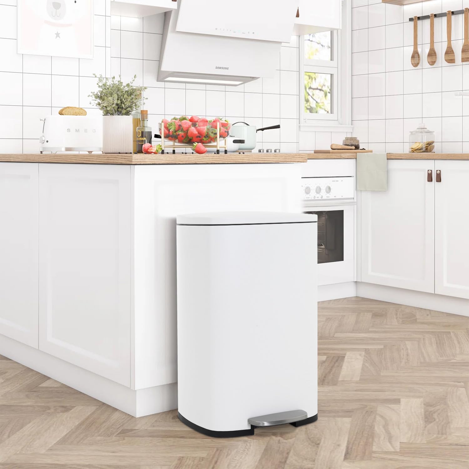 FDW soft-close lid reduces noise during disposal, ideal for kitchens and offices.