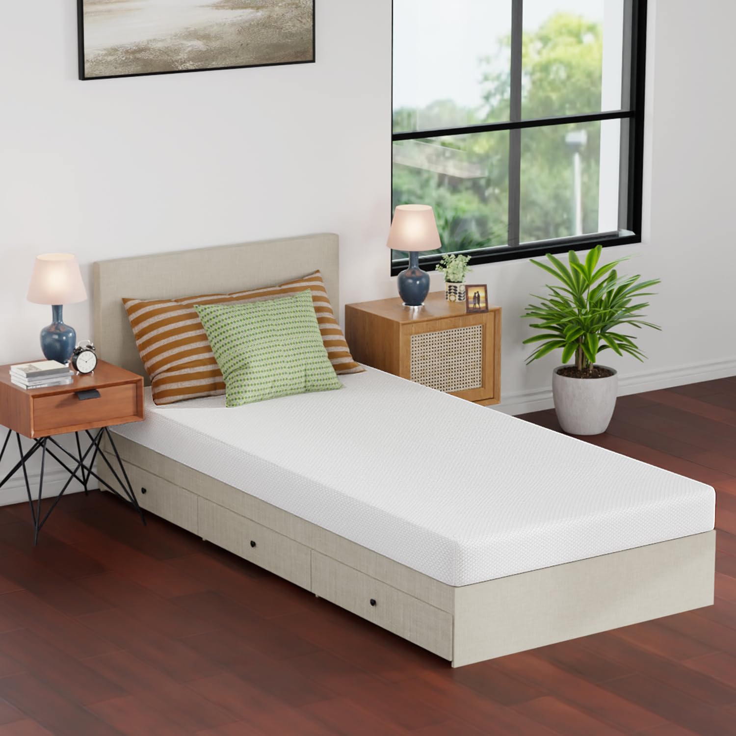 FDW ventilated gel foam layer enhances airflow for cooler sleep.