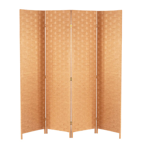FDW wood mesh 4-panel divider folded for space-saving storage.