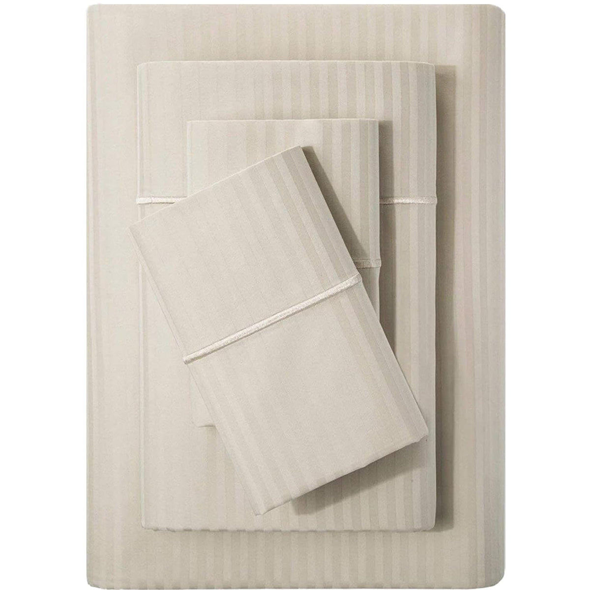 Feather & Stitch New York 500TC damask sheets closeup with silky sateen finish and luxurious texture.