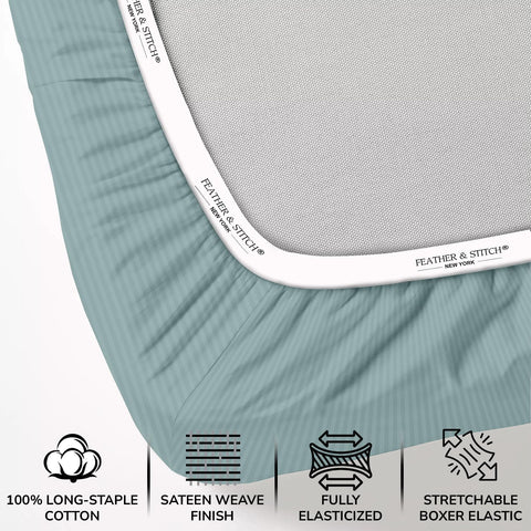 Feather & Stitch New York flat sheet; generous 108x102 inches for drape