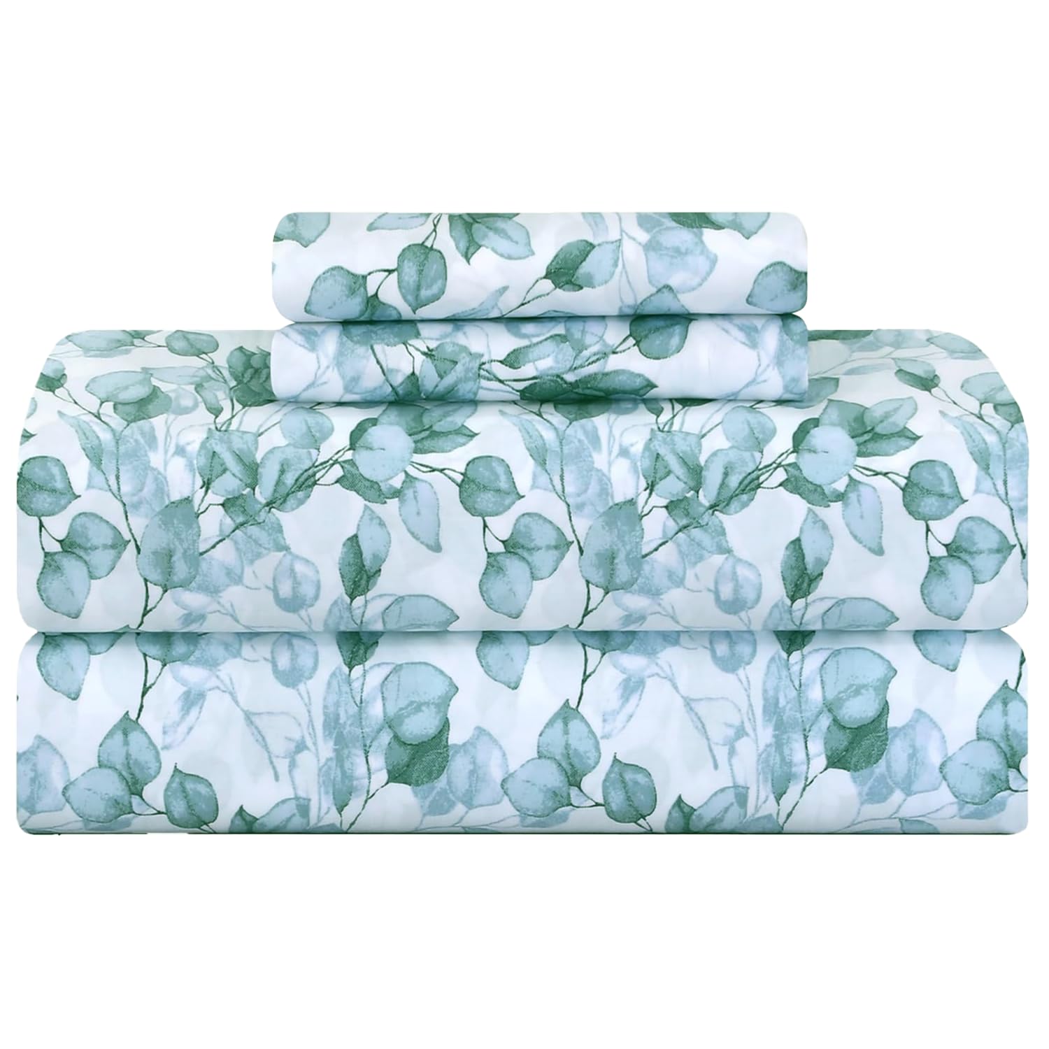 Feather & Stitch New York Green Leaf printed sheet set for stylish bedroom decor